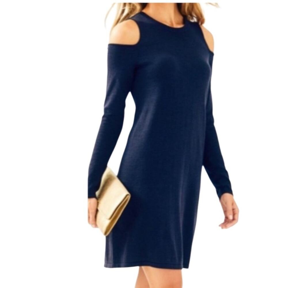 LILLY PULITZER Black Faire Cold Shoulder Sweater Navy
Dress Size XS